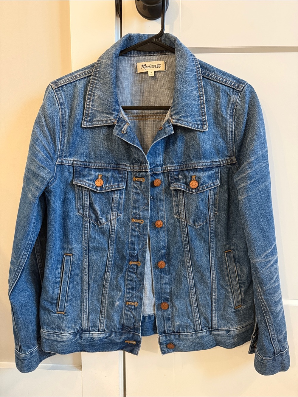 Madewell Medium Wash Blue Denim Jacket with Copper Buttons